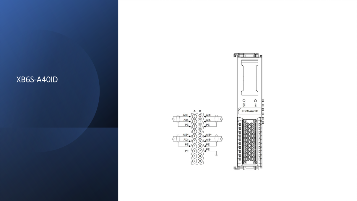 Solidot XB6S-A40ID with 4 analog inputs (0 - 10 VDC) Differential