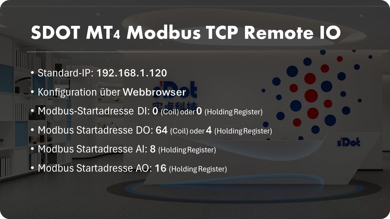 Solidot Modbus TCP Remote I/O-Modul MT4 mit 16 Kanälen digital