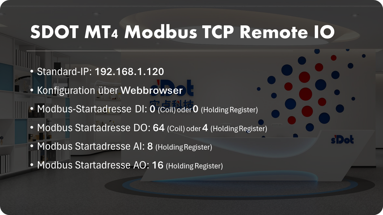 Solidot MT4 Modbus Adressen