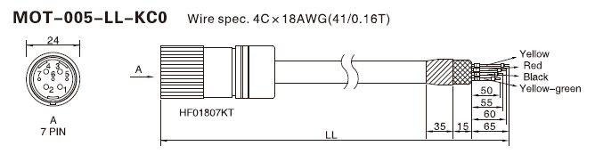 3m motor cable for Kinco servo motor (HFO18)