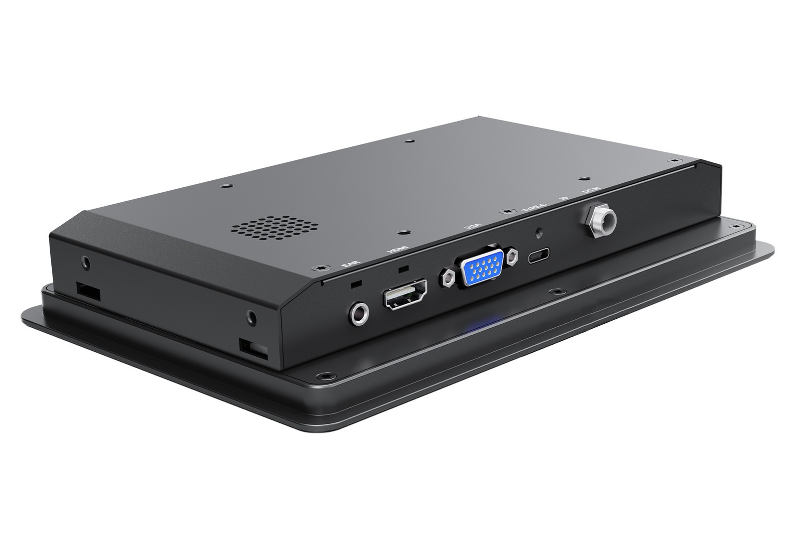 Lilliput TK719/T connector side with DC input, USB-C, VGA, HDMI