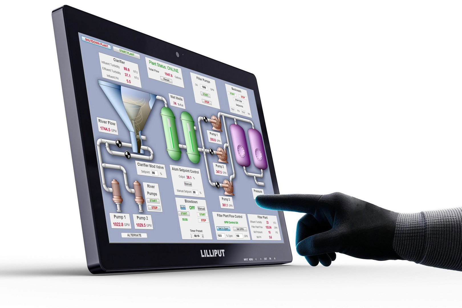 Lilliput AD15 touch operation with glove