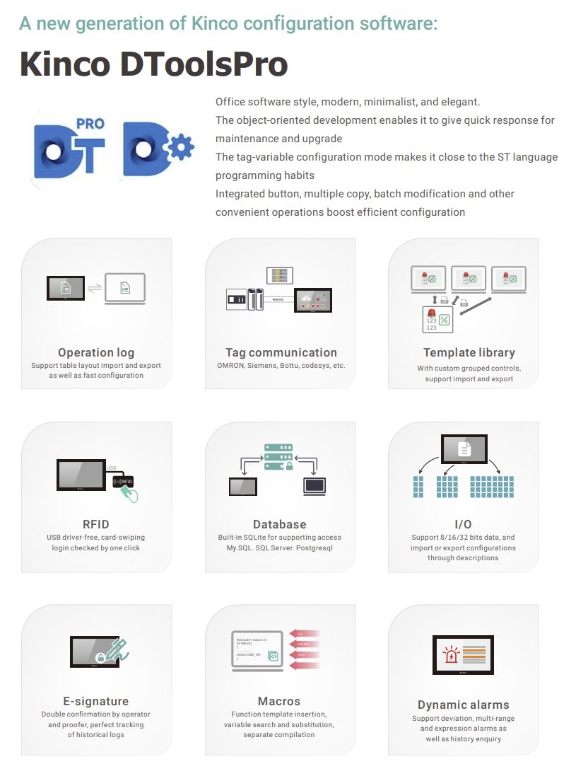 Kinco DTools Pro - free programming software for Kinco F2, G2 and GL2 series HMIs