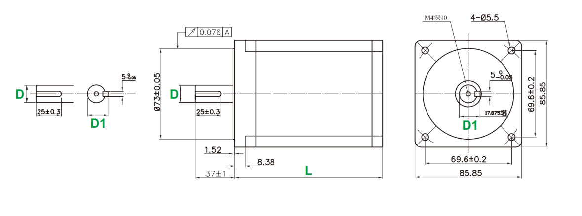 Kinco Steppermotor 2S86Q-051F6 zweiphasig NEMA 34 (86 mm Flansch)