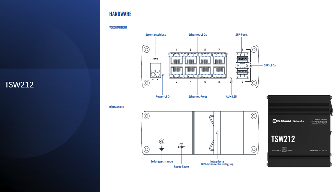 Teltonika TSW212-L2 Managed Ethernet-Switch-L3- Funktionen wie DHCPv6