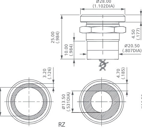 LED-Taster M22 Langir CP22 Kapazitiven-Umschalter mit LED Ring 