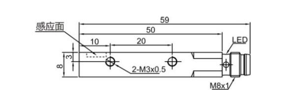 Lanbao LE81VF15 inductive proximity switch with M8 connection - switching distance 1.5 mm