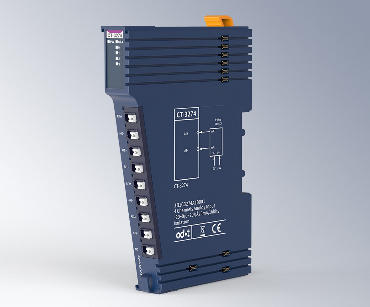 Odot CT-3274 – 4 Analogeingänge Strom (0/4 – 20 mA, ±20 mA), 16 Bit, Differenzeingang, kanalgetrennt