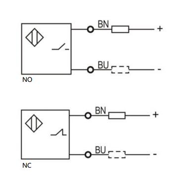 Lanbao LE25SN10 inductive proximity switch with cable (PVC) - switching distance 10 mm