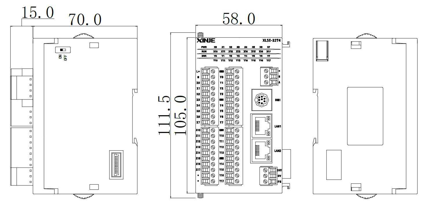 Xinje XL5E-32PT4 PLC with 32 I/O (expandable) and Ethernet