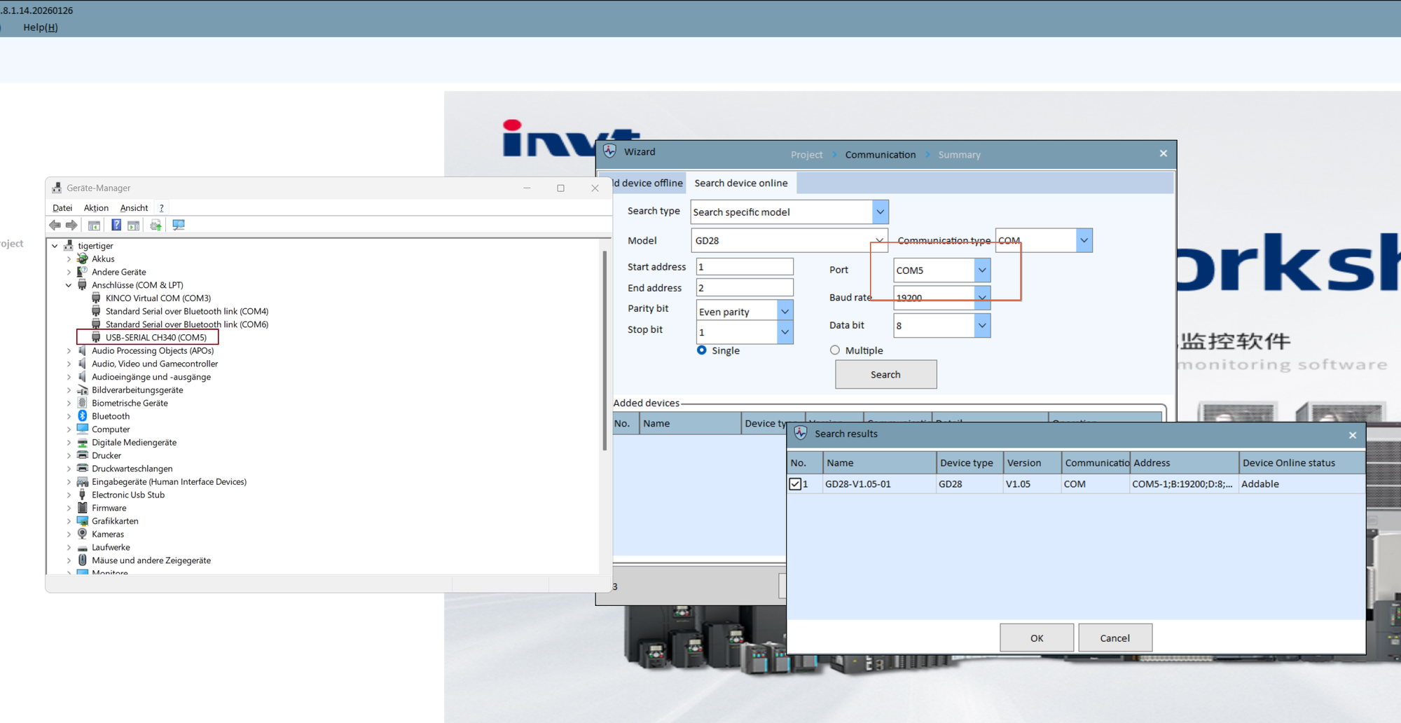INVT Workshop Software zur Parametrierung der INVT Frequenzumrichter