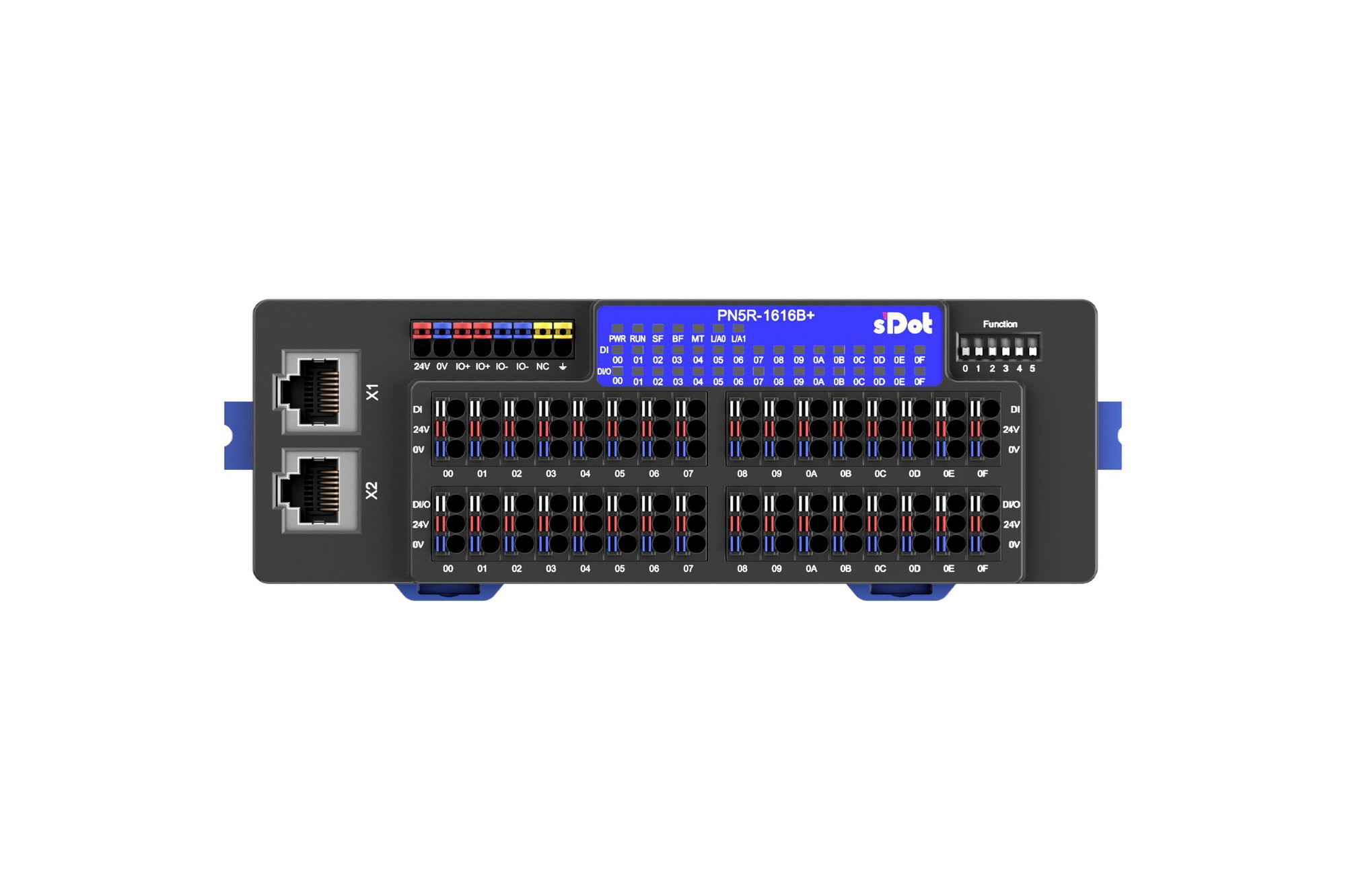 16 Eingänge (24 V DC) + 16 konfigurierbare E/A