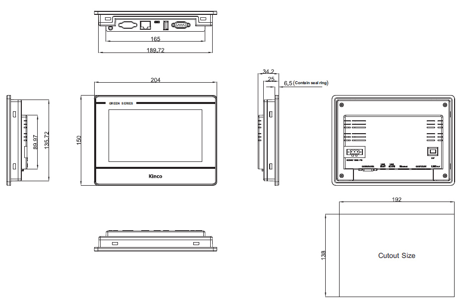 Kinco F2070E2 7" Future 2 Series Widescreen HMI-Touchpanel mit 2 x Ethernet