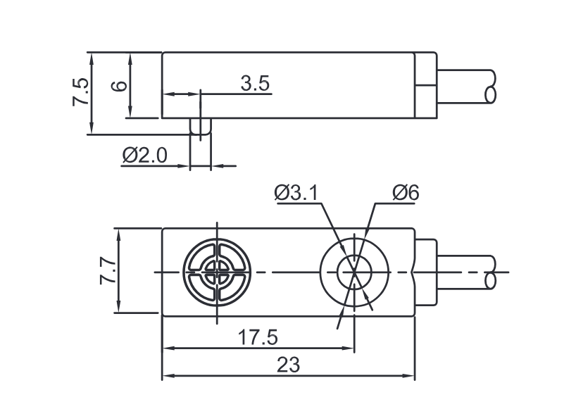 induktiver Näherungsschalter - Breite 8 mm - Schaltabstand 2,5 mm - mit 2-Meter-Kabel (PVC)