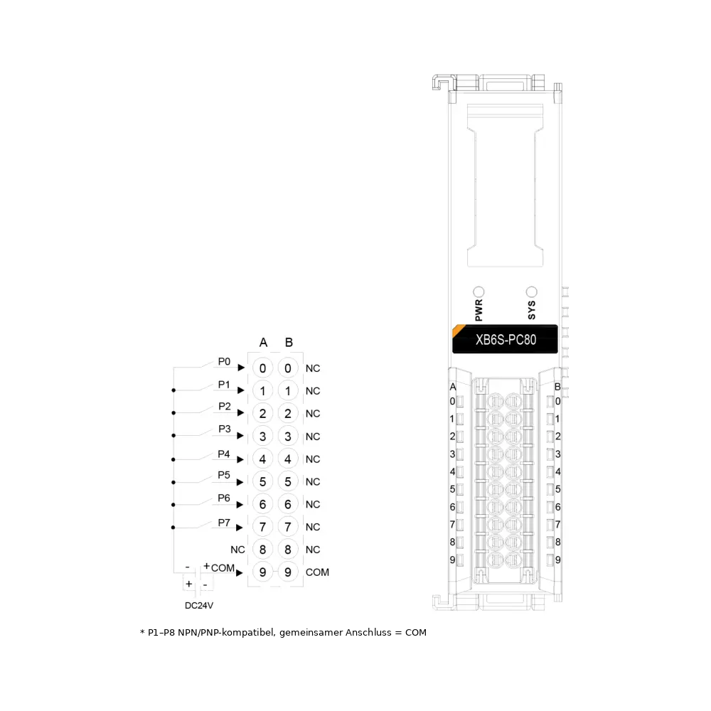 Solidot XB6S-PC80 Pulse Counter Module, 8 channels, NPN/PNP, 100 kHz (XB6S Slice I/O)