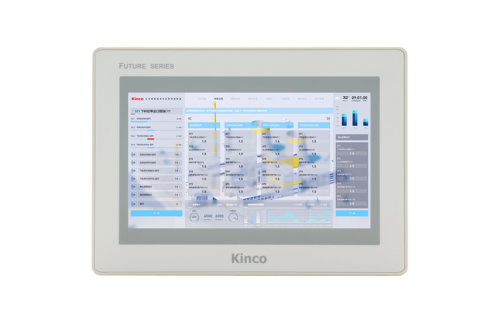 Kinco F2070E – Vorderansicht mit Prozessvisualisierung