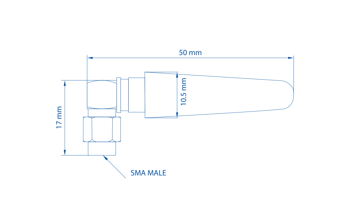 Teltonika PR1US450 Abgewinkelte SMA Kompakt-Mobilantenne