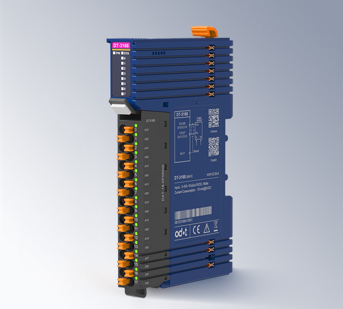 Odot DT-3168 – 8 Analogeingänge Spannung (0 – 10 V, ±10 V), 16 Bit, D-Serie