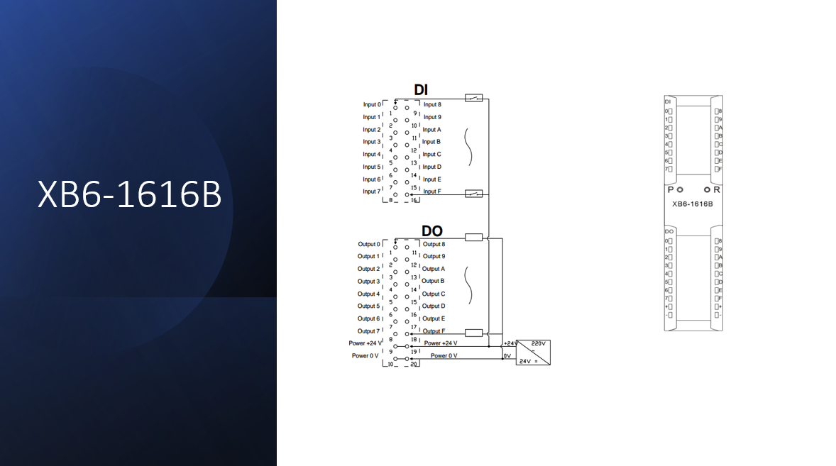 Solidot digital module 16 inputs &amp; outputs (24 V DC) for XB6 remote I/O with 32 channels