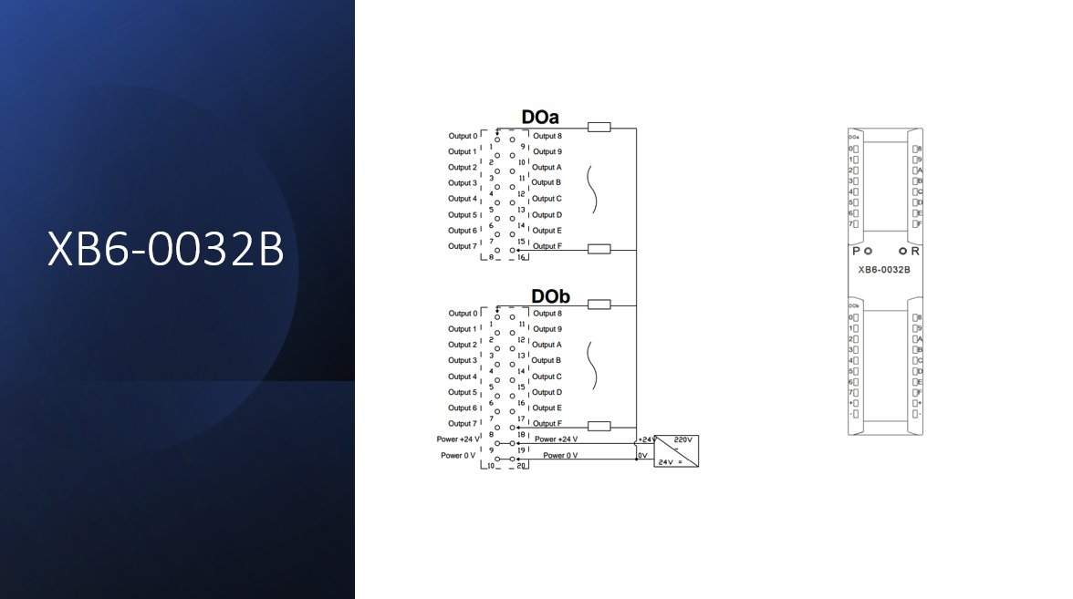 Solidot digital module 32 outputs transistor (24 V DC) for XB6 remote I/O with 32 channels