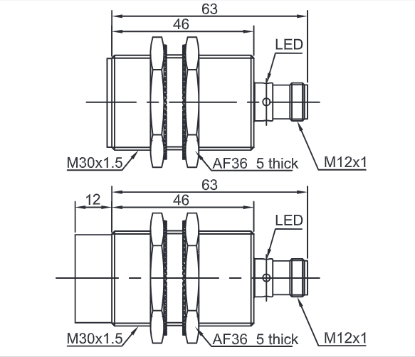 inductive proximity switch Lanbao - diameter M30x1 - switching distance 10 mm