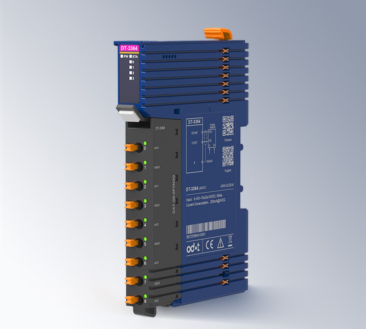 Odot DT-3364 – 4 Analogeingänge Spannung (0 – 10 V, ±10 V), 16 Bit, kanalgetrennt, D-Serie