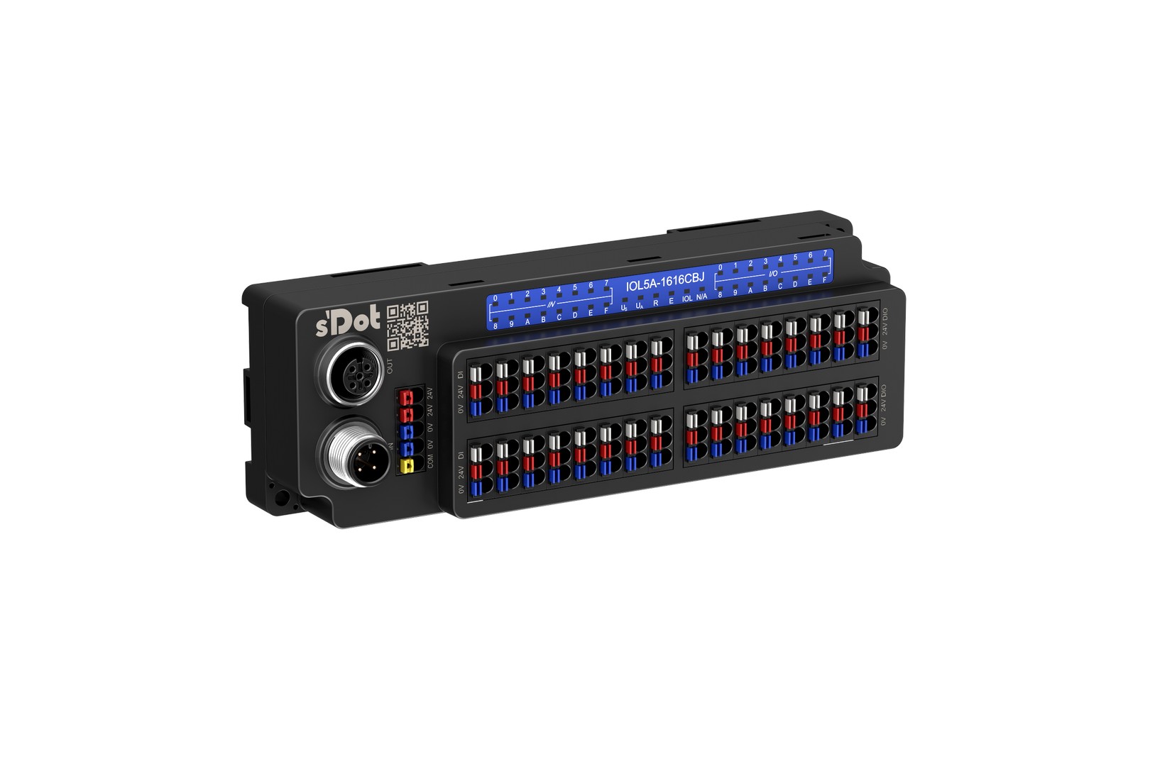Solidot IOL5A-1616CBJ, Seitenansicht mit Federklemmen