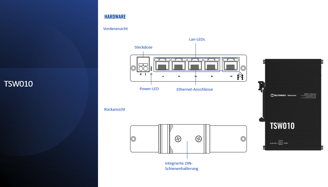 Teltonika TSW010 Ethernet Switch 5- 10 / 100 ports