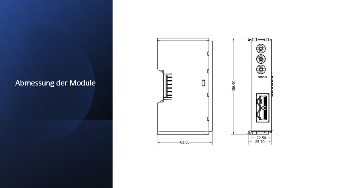 Solidot Modbus-TCP bus coupler for XB6 remote I/O with power supply unit and end cap