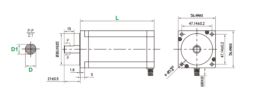 Steppermotor Kinco 2S57Q-0541 zweiphasig NEMA 23 (57 mm Flansch)