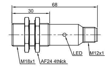 Lanbao - Reflex light barrier M18x1 - switching distance 3 m