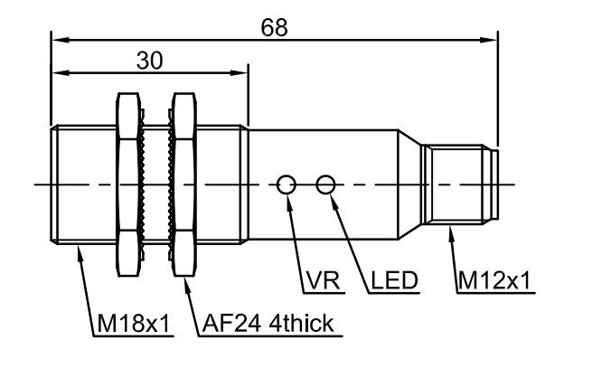 Lanbao diffuse reflection sensor M18x1 - switching distance 40 cm