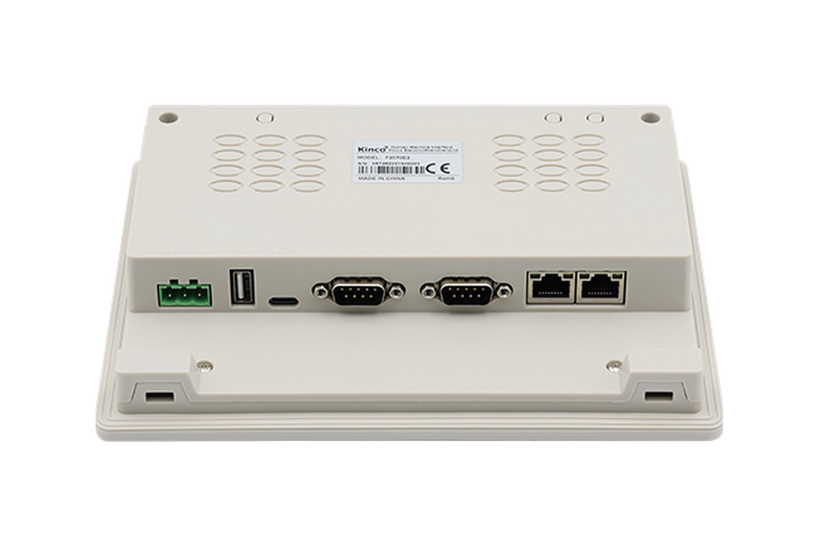 Kinco F2070E2(UL) – connectors: Ethernet, COM ports, USB, power supply