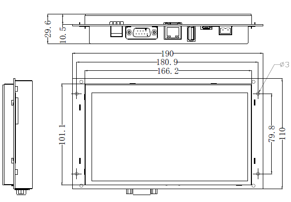 Kinco 7" Widescreen HMI-Touchpanel MT4070ER Openframe