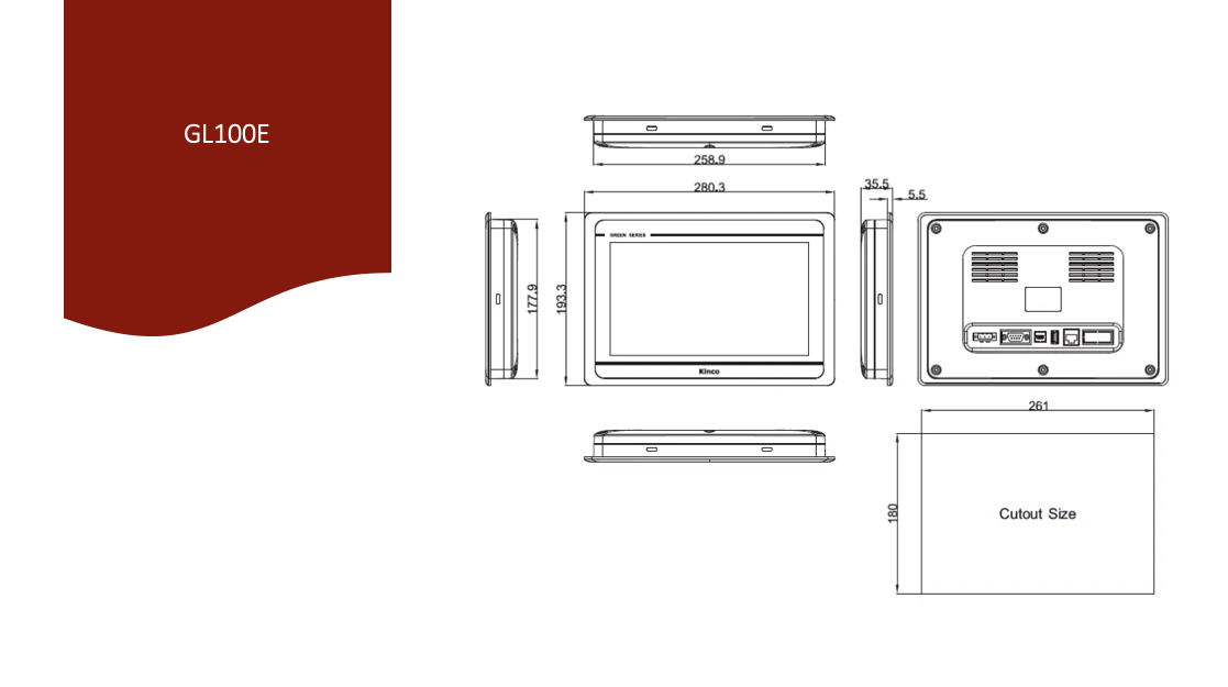 Kinco GL100E 10" Green Series Widescreen HMI Touch Panel