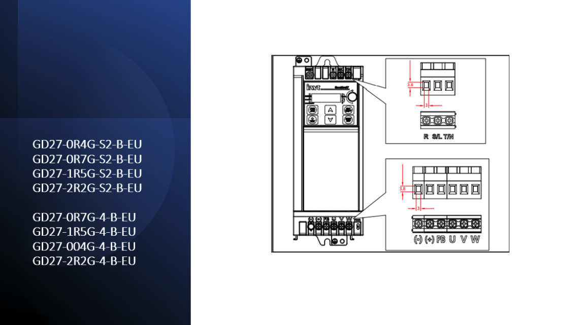  INVT Frequenzumrichter Vektorsteuerung GD-27, STO-Funktion, anwendbar für AM und PM, IP20