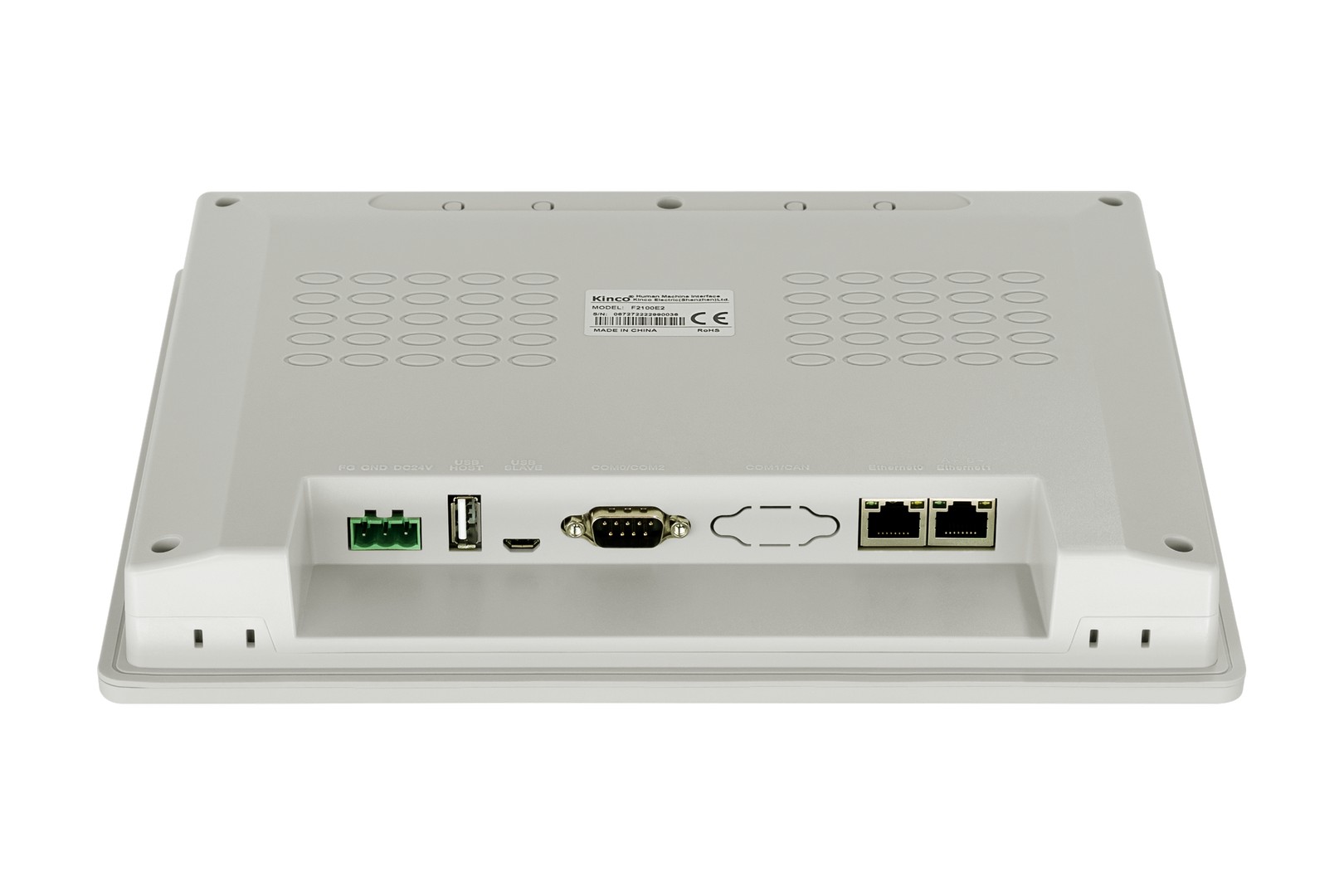 Kinco F2100E2 MAX – connectors: Ethernet, COM ports, USB, power supply