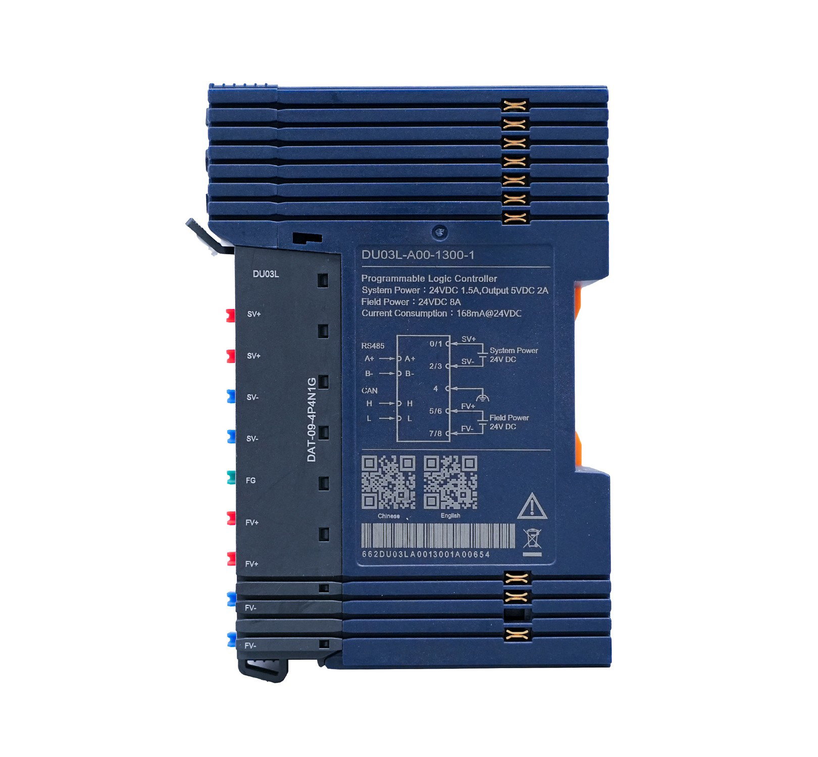 Odot DU03L-A00-1300-1 EtherCAT + Motion Control – side view with type label