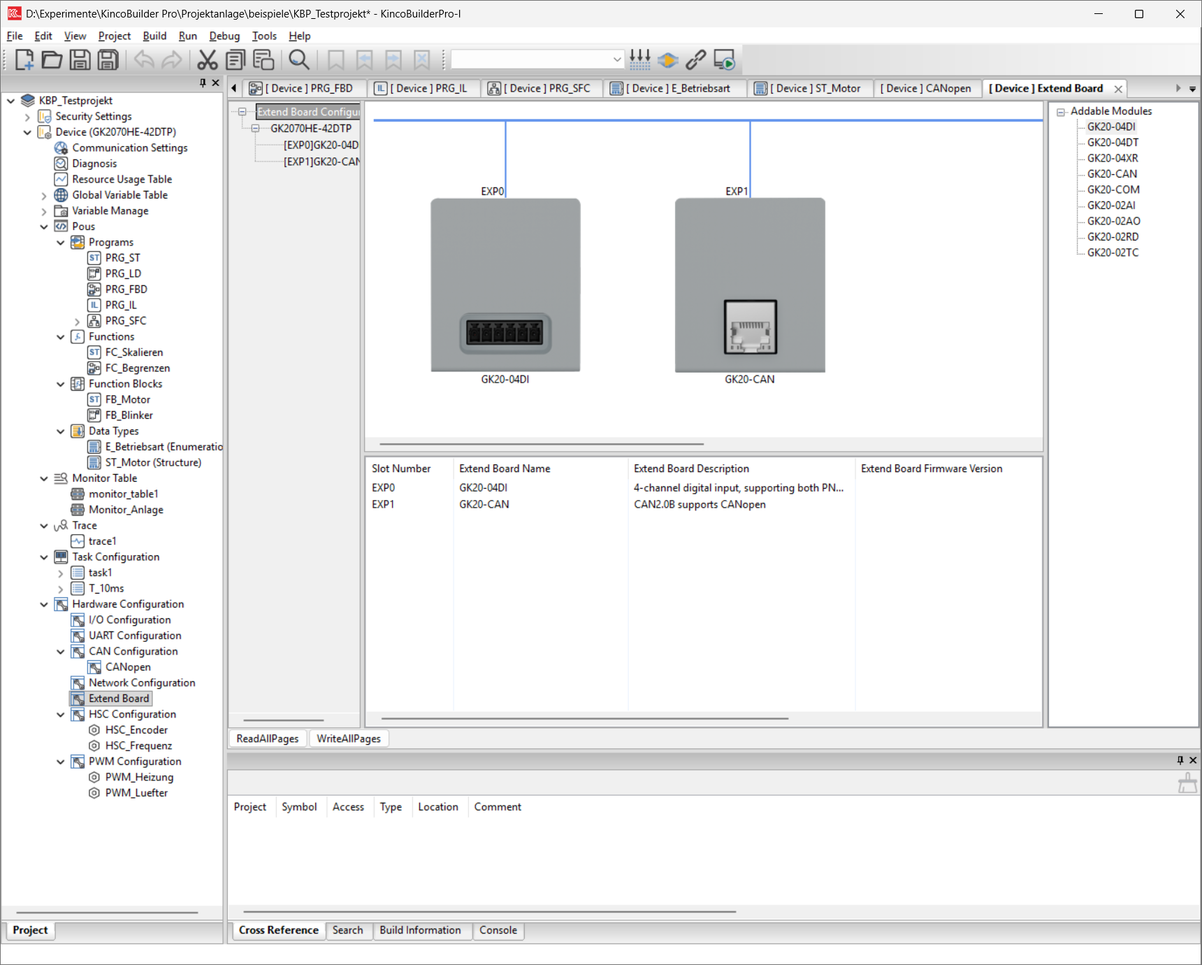 Kinco Builder Pro: configuring GK20 expansion modules on the GK2070HE-42DTP